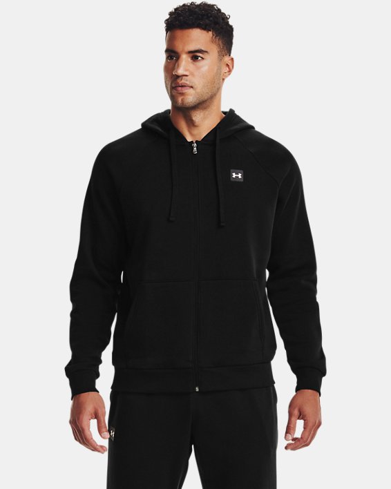 Sweat à capuche entièrement zippé UA Rival Fleece pour homme, Black, pdpMainDesktop image number 0